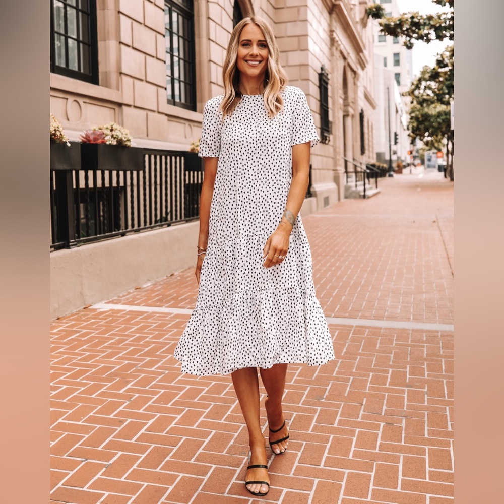 Fashion Jackson x The Drop Short Sleeve Polka Dot Midi Dress